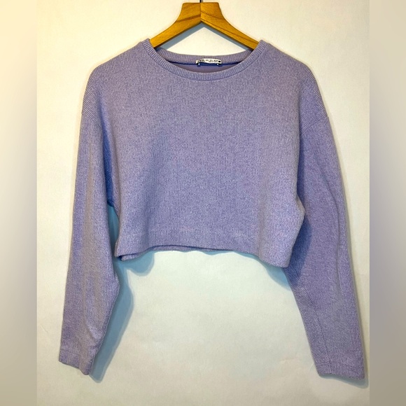 Zara Soft Touch Lavender Y2K style Cropped Sweater Women’s Size L - Picture 1 of 4
